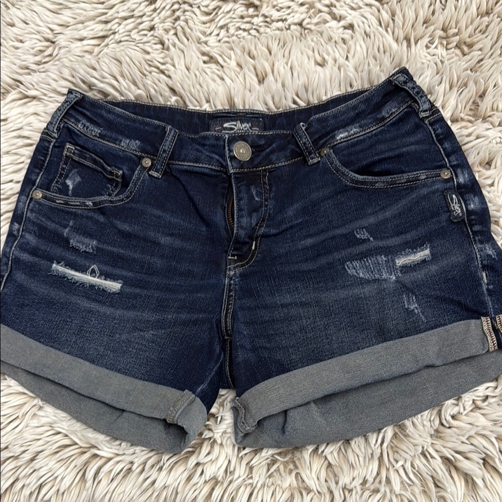 Silver Jeans Blue Distressed Jean Shorts